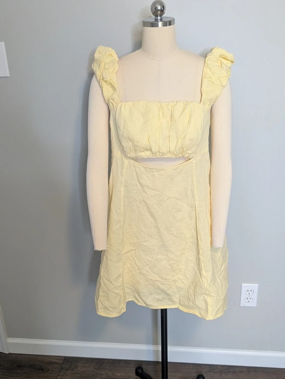 Free‎ People Bom Bom Island Buttered Up Linen Mini Dress Size Large New